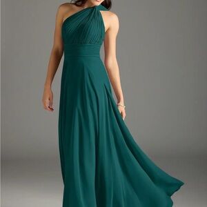 Azazie Teal One-Shoulder Dress